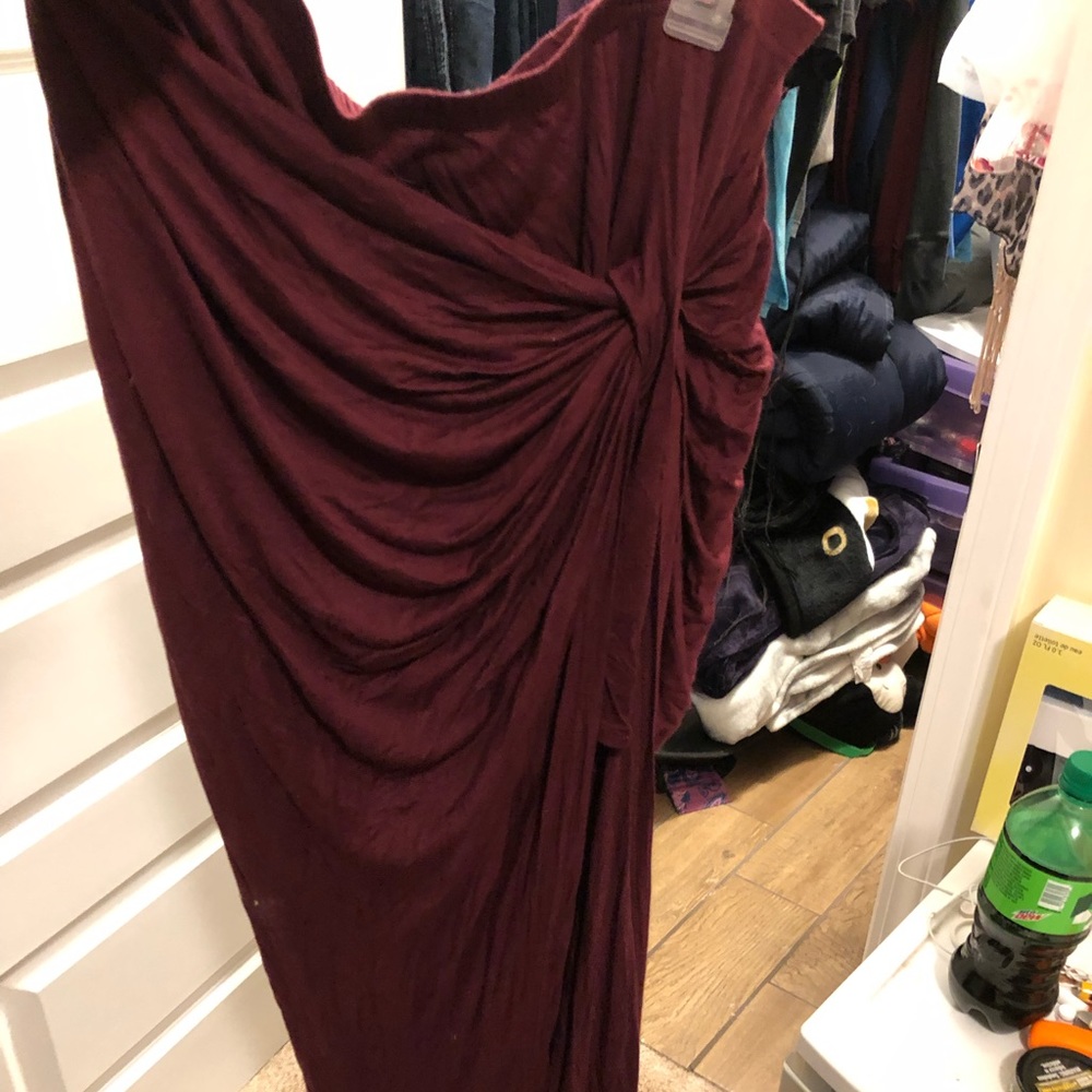 Maroon high low skirt